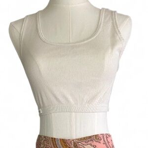 VINTAGE ENHANCE 90s Ribbed 100% Cotton Bralette Lounge Bra Brami Lagenlook Sz L